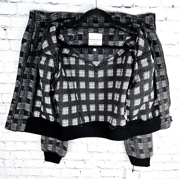 BAGATELLE | plaid soft wool blend zip bomber style jacket - Picture 3 of 10